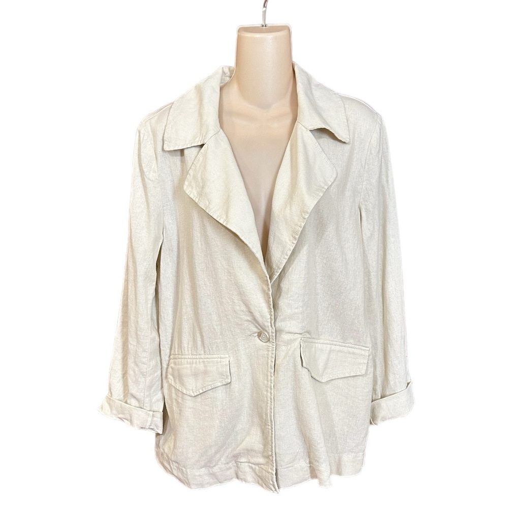 LOFT Linen Blend Blazer Jacket One Button Front New